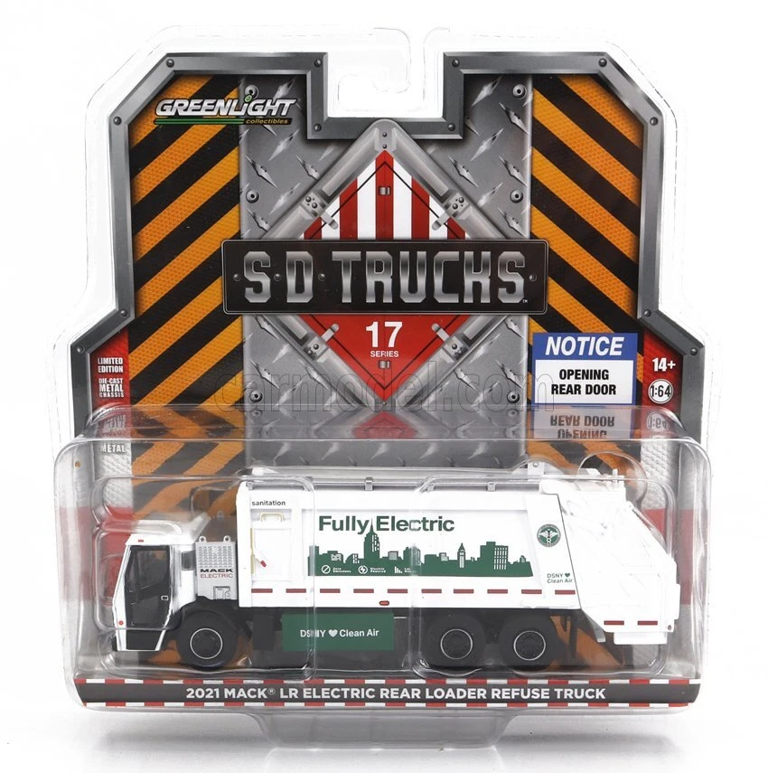 1/64 GREENLIGHT - MACK - LR REAR REFUSE TRUCK CASSONE RIBALTABILE 3-ASSI 45170C - Immagine 1 di 1