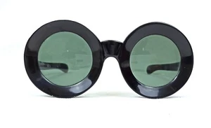 Rare Round Vintage Club-Master Sunglasses 1950s France Paris Thick Black Shades - Picture 1 of 16