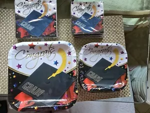 Congrats Grad Plate & Napkin Set, 5-9" Plates 3-7" Plates, 2-7" & 4- 5" Napkins - Picture 1 of 5