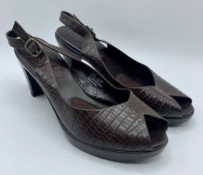 Zapatos de tacón trasero Bella Vita de cuero con punta abierta 10WW NUEVOS SIN CAJA extra anchos (S1887) Foto 1 de 4