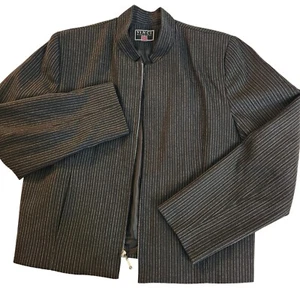 Vintage Vinci Clothiers Wool Blend Pinstripe Jacket Size 42 Gray & Black classic - Picture 1 of 6