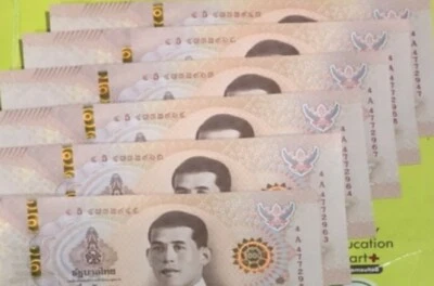 King Rama X 1,000 Baht New Design (B197b) 2020 - Prefix. ธ - A  Running Numbers - Image 1 of 4