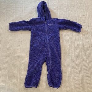 Columbia Fleece Baby Bunting Suit Snowsuit Warm Hooded Purple Size 11-18 Months