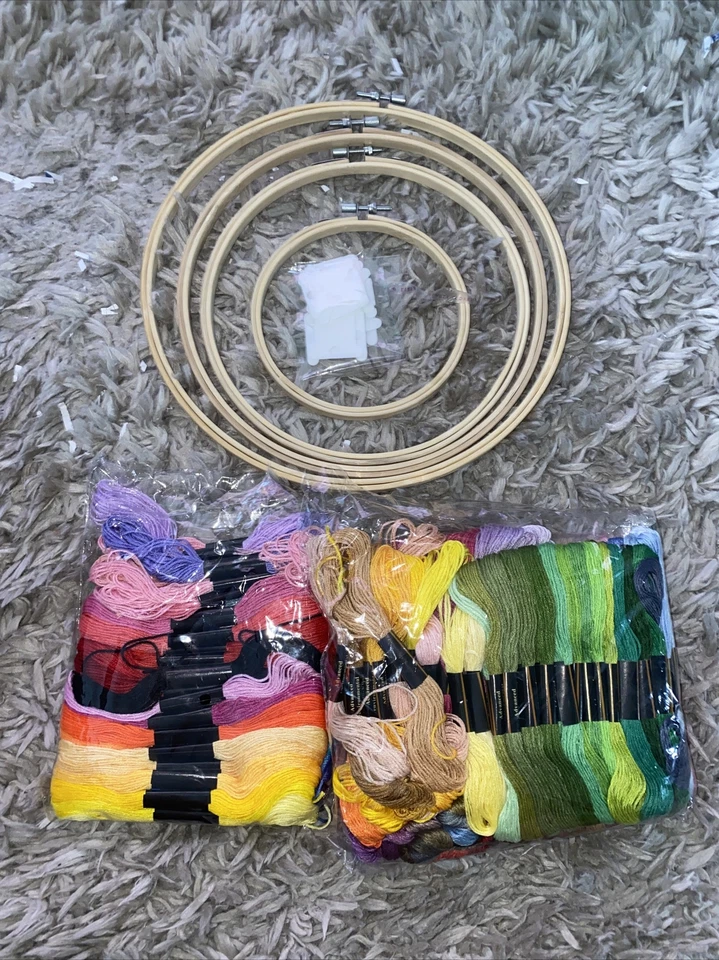 Caydo Embroidery Floss 50 Skeins Rainbow Color Thread Cross Stitch With 12