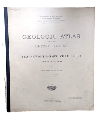 Antique USGS Geologic Atlas Leavenworth Smithville Missouri Kansas 1917 Mining - Image 1 of 4