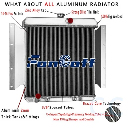 Aluminum 3 Row Radiator Fit 1961-1969 Dodge D100 Series Pickup 5.2L V8 NEW US - Image 1 of 4