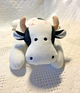 S361-TY-Moo the Cow-Soft, Plush Stuffed Toy with Original Pink Bow-Vintage 1994 - Picture 1 of 9