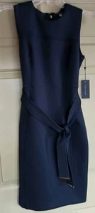 TOMMY HILFIGER - NAVY BLUE BELTED A-LINE SHEATH DRESS - NWT - MSRP $99 Size 6 - Picture 1 of 6