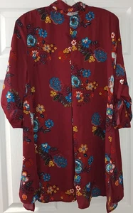 Lauren Hansen Red/Rust Floral Dress Size Small Long Sleeve - Picture 1 of 3