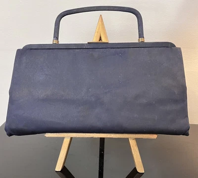 Vintage 60s Garay Handbag Purse Clutch Navy Evening Party Bag Snap Closure Small - Image 1 of 4