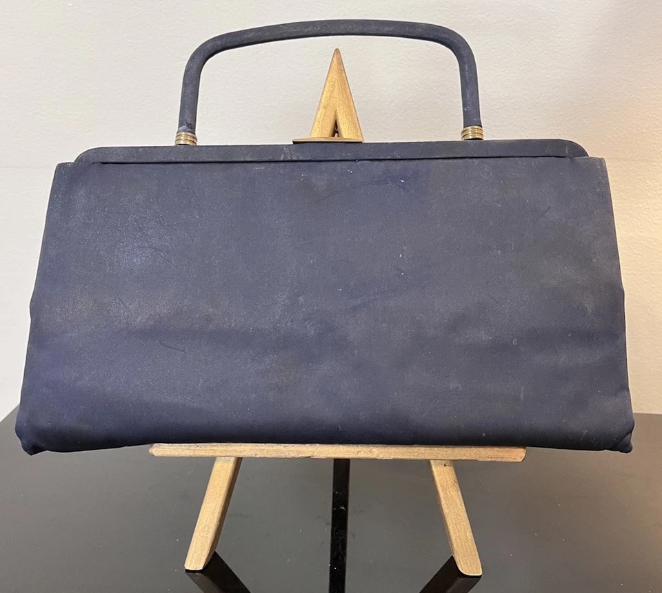 Vintage Clutch Purse Garay Handbag  Navy Formal Evening Snap Closure Small Cloth - Image 1 of 4