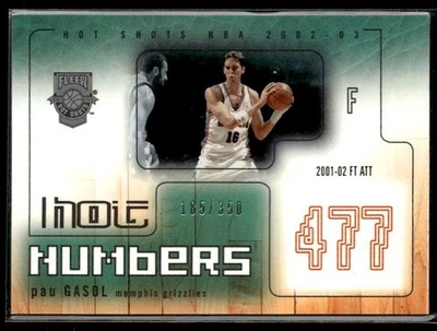L65.061 - 2002-03 Fleer Hot Shots Hot Numbers #HN5 Pau Gasol/350 Foto 1 de 2