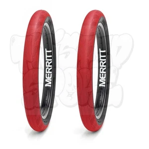 PAIR Merritt Brandon Begin Phantom BMX Bike Street Tires 20 x 2.35 Red - Picture 1 of 2