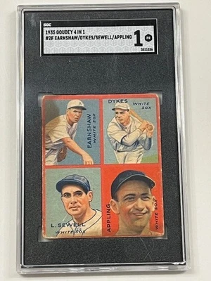 Goudey 1935 4 en 1 #2F Luke Appling Salón de la fama Diques de alcantarillado Earnshaw SGC 1 POBRE Foto 1 de 2