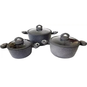 SET 6 PEZZI CASSERUOLE PIETRA CON COPERCHIO ANTIURTO GRANPIERRE CUCINA INDUZIONE - Foto 1 di 3