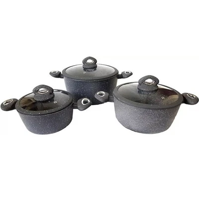 SET 6 PEZZI CASSERUOLE PIETRA CON COPERCHIO ANTIURTO GRANPIERRE CUCINA INDUZIONE - Immagine 1 di 3