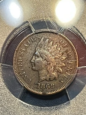 Centavo de un centavo Indian Head 1869 - Certificado PCGS, en estado bastante bueno/detalles muy finos Foto 1 de 4