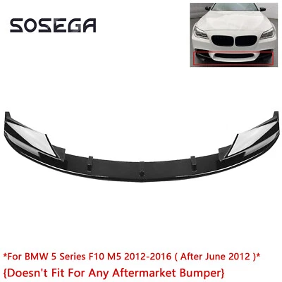 Glossy Black Fit For BMW F10 M5 2012-2016 MP Style Front Bumper Lip Splitter Kit - Image 1 of 4