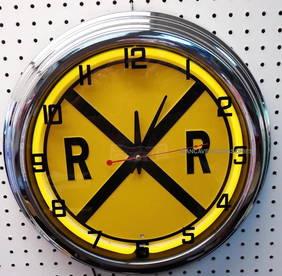 Reloj Ferrocarril 17" Cruce Amarillo Neón Ferrocarril Foto 1 de 1