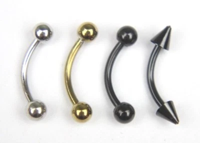 18g 8mm Curved Eyebrow Bar Colored Body Piercing Jewelry Ring barbell Gold Black - Image 1 of 2