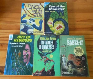VTG Mixed Lot of 5 Ace Science Fiction Books Norton LeGuin Farmer Delany Flint - Picture 1 of 4