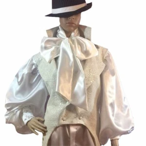 Men's Satin Cravat Poet's Shirt - Picture 1 of 4