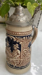 Vintage Small Genuine German Stein Metal Lid Hunters by Genz Germany 7" Perfect - Picture 1 of 8