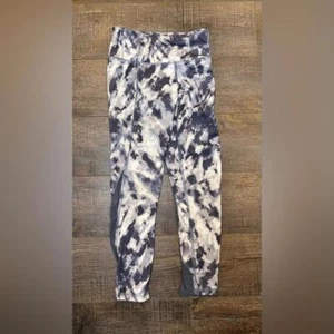 Girls’ Athletic Leggings – Size 6/7 – Gray/Black Marble Print - Picture 1 of 3