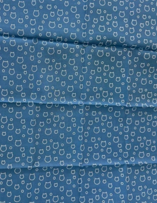 QT Fabrics Cat Head Bubbles on Blue Fabric OOP 1 Fat Quarter - Image 1 of 2