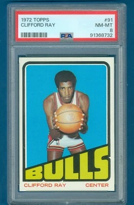 1972 TOPPS BASKETBALL #91  CLIFFORD RAY ROOKIE CHICAGO BULLS PSA 8 NM-MT - Image 1 of 2