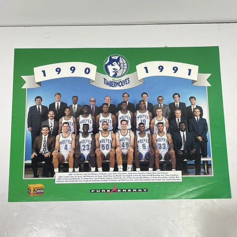 MINNESOTA TIMBERWOLVES 1990 1991  Team Picture Vintage Original POSTER Cover