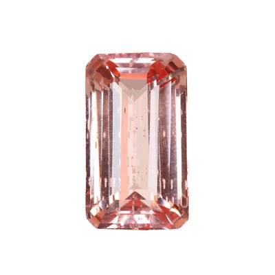 14.00 Carat- Brazil Orange Color Morganite Emerald Shape Gemstone Loose Jewelry - Image 1 of 4