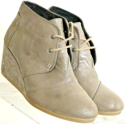 Toms 740810 Desert Wedge Gris Beige Metálico Botas con Cordones Zapatos Para Mujer 9.5 Foto 1 de 4