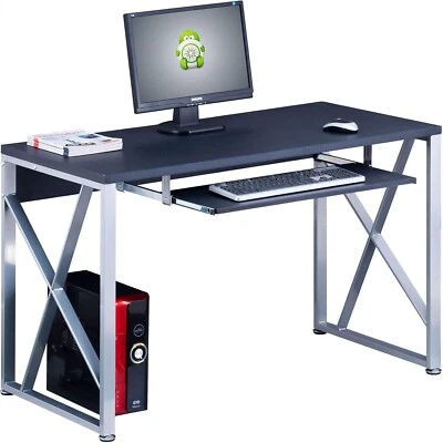 Piranha Beluga Compact Computer Desk with Keyboard Shelf Graphite Black PC13g - Image 1 of 4