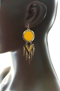 4" Long Yellow Tribal Ethnic Inspired Everyday Casual Urban Long Fringe Earrings - Picture 1 of 3