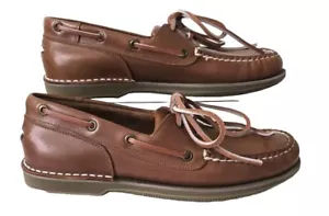 ROCKPORT HOMBRES Zapatos Mocasines Barco Cuero PERTH K55031 MARRÓN BRONCEADO Talla UK 7 NUEVO - Imagen 1 de 18