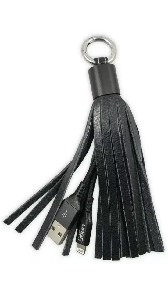 Cargador Llavero Urge Basics Negro USB Borla Dije, Todo iPhone Más de 5 Series Foto 1 de 3