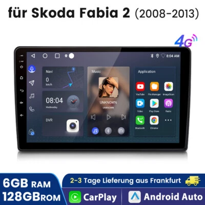 6G+128GB Android 14 Autoradio CarPlay DAB+GPS Navi für Skoda Fabia 2 2008-2013