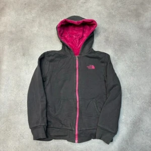 The North Face Reversible Jacket Kids XL Teddy Soft Full Zip Coat, Black Pink - Picture 1 of 12