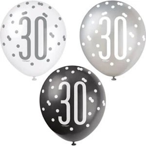 30º Cumpleaños Decoración Celebración Decoración Fiesta Vajilla Aniversario Número Plata Set - Imagen 1 de 49