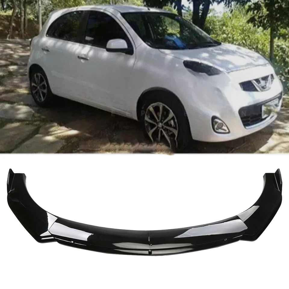 Glossy Black Front Bumper Lip Spoiler Splitter Body Kit For Nissan March M Foto 1 de 4