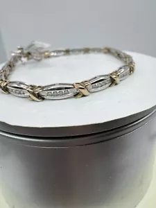 9ct 2col 1ct Diamond Bracelet 10.1 Grams Hallmarked - Picture 1 of 17