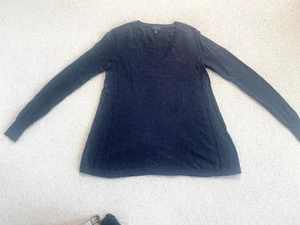 white company v neck a line jumper cotton with wool dark grey - Picture 1 of 4