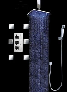 Juego de ducha de baño de lujo con cabezal de ducha LED de 8" 6 masaje spray corporal spray - Imagen 1 de 12