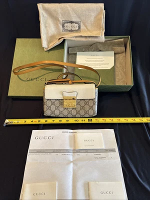 NEW W BOX GUCCI GG DUST BAG Monogram Calfskin Mini Padlock Flap Shoulder Bag - Image 1 of 4