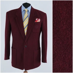 Mens Vintage Burgundy Blazer 46R US REDPOINT Embroidered Wool Sport Coat Jacket - Picture 1 of 14