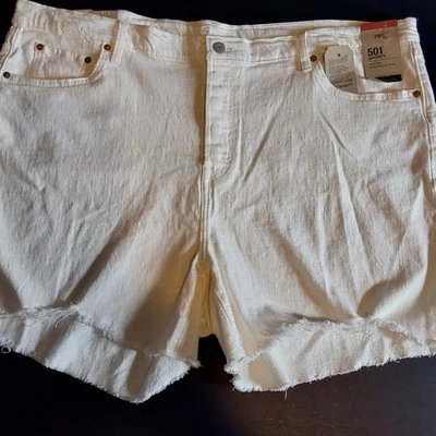Levis 501 Womens Size 24 W High Rise Button Fly Jean Denim Shorts Stretch White - Image 1 of 4
