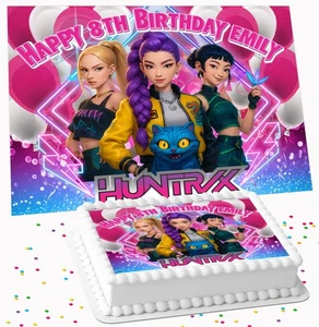 POP DEMON HUNTERS PERSONALISED BIRTHDAY ICING EDIBLE COSTCO CAKE TOPPER GC-491 - Picture 1 of 7