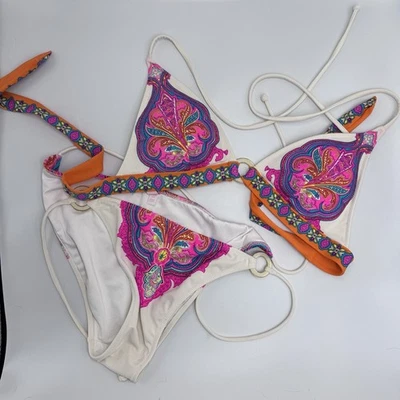 Винтажный Y2K Victoria's Secret яркий пейсли мандала печать неоновые струны галстук размер L - Изображение 1 из 4