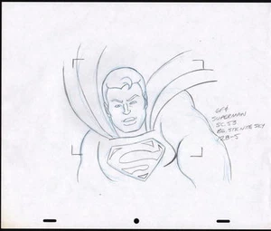 ORIGINAL 1970's SUPERMAN CARTOON ANIMATION CEL PRODUCTION DRAWING  Rare - Picture 1 of 1